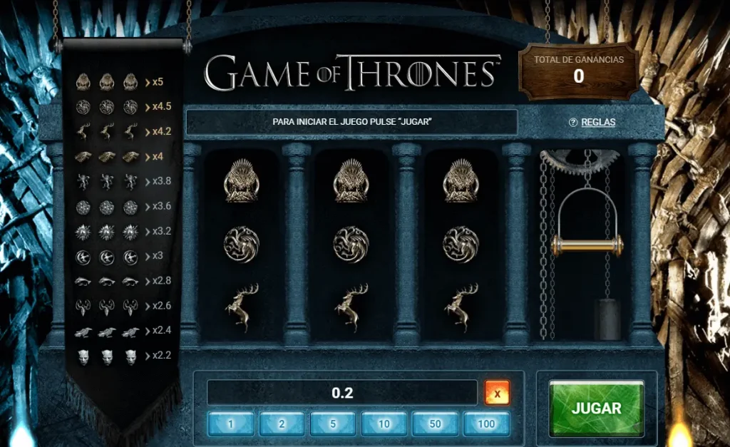 Game of Thrones Slot main screen